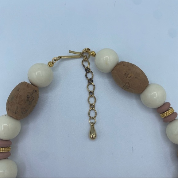 Vintage 50’s style beaded necklace cork cream tones - Picture 3 of 6